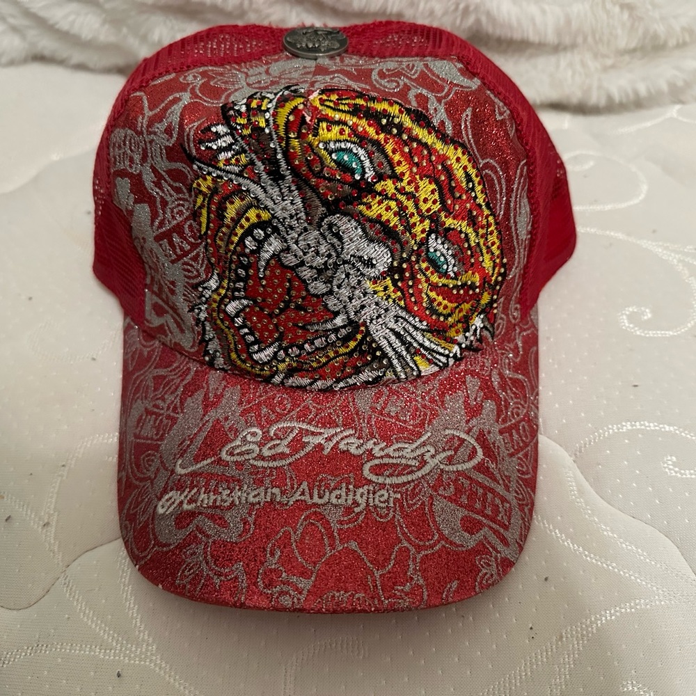 Vintage Don Ed Hardy red snapback hat